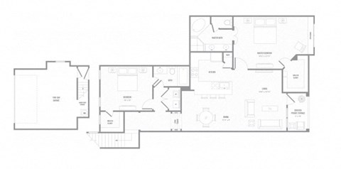 Floor plan for 2 beds, 2 baths, 1398 sqft
